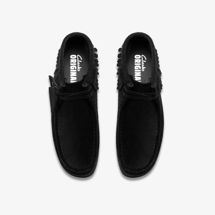 wallabee wedge fringe - zwart suède